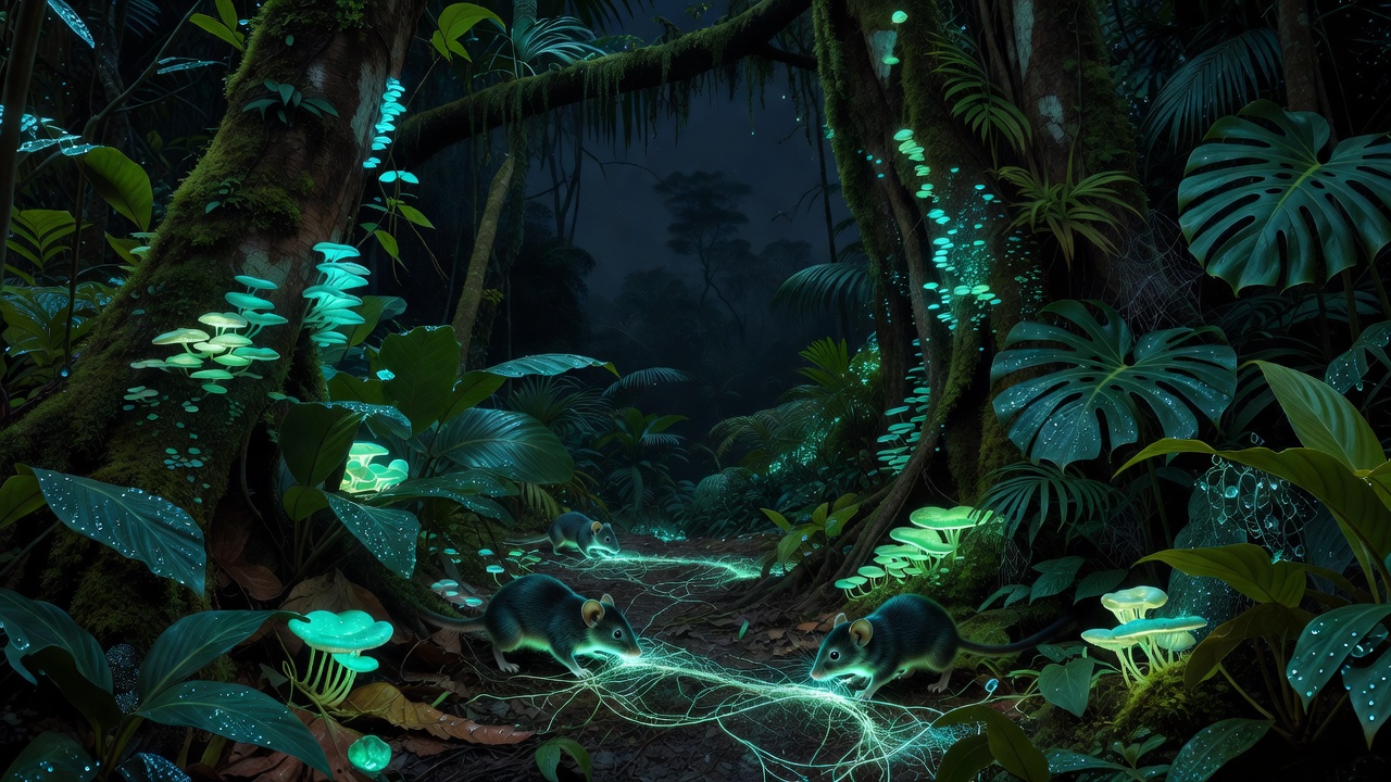 Ground-foraging insects navigating along bioluminescent trails in thick undergrowth